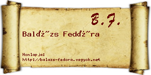 Balázs Fedóra névjegykártya