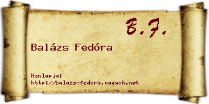 Balázs Fedóra névjegykártya